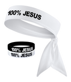 100% JESUS Tie Headband with Wristband(s)