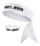 100% JESUS Tie Headband with Wristband(s)